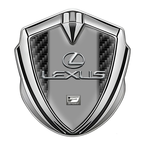 Lexus Emblem Abzeichen selbstklebend Silbertonfarbe Schwarz Kohlenstoff Klassisch Logo