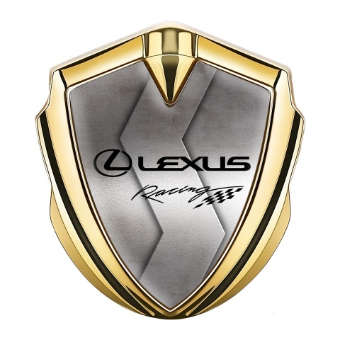 Lexus Emblem Auto Zeichen Goldtonfarbe S Form Metall Basis mit Racing Logo Motiv