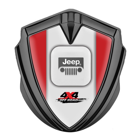 Jeep Abzeichen selbstklebend Graphit Tonfarbe Rote Bsis OffRoad Logo