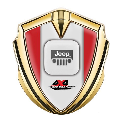 Jeep Abzeichen selbstklebend Goldtonfarbe Rote Bsis OffRoad Logo