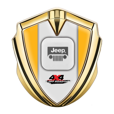 Jeep Emblem Abzeichen selbstklebend Goldtonfarbe Gelb Rahmen Offroad Logo Stil