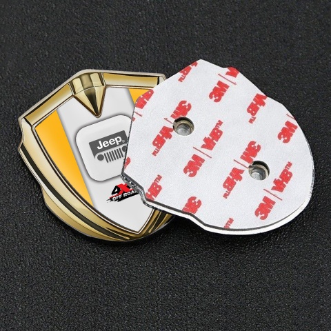 Jeep Emblem Abzeichen selbstklebend Goldtonfarbe Gelb Rahmen Offroad Logo Stil