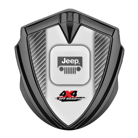 Jeep Emblem Auto Zeichen Graphit Tonfarbe Kohlenstoff Basis mit OffRoad Logo Design