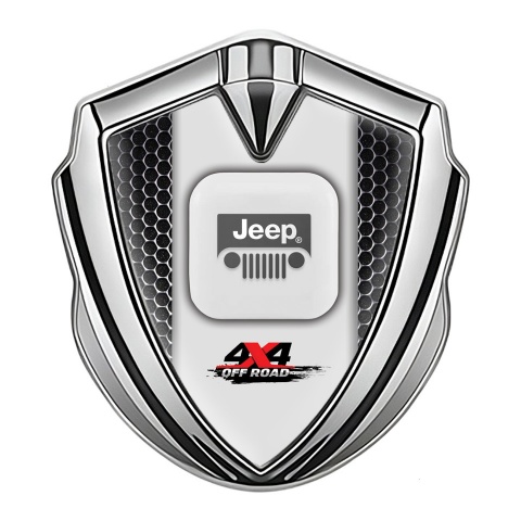 Jeep Emblem Aufkleber Autozubehor Silbertonfarbe Perforierter Stahl Effekt mit Off Road Logo