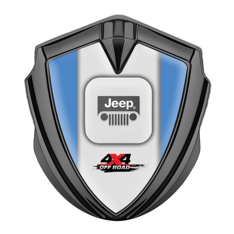 Jeep Selbstklebendes Metallaufkleber Emblem Graphit Tonfarbe Blau Hintergrund Off Road Stil