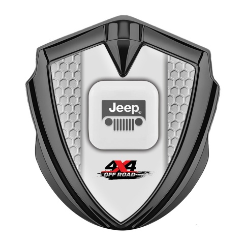 Jeep Emblem Abzeichen Graphit Tonfarbe Wabeneffekt Basis mit OffRoad Logo Stil