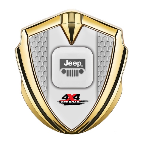 Jeep Emblem Abzeichen Goldtonfarbe Wabeneffekt Basis mit OffRoad Logo Stil