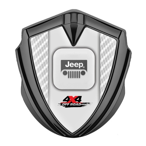 Jeep Abzeichen selbstklebend Graphit Tonfarbe Weiss Carbon mit OffRoad Logo Stil