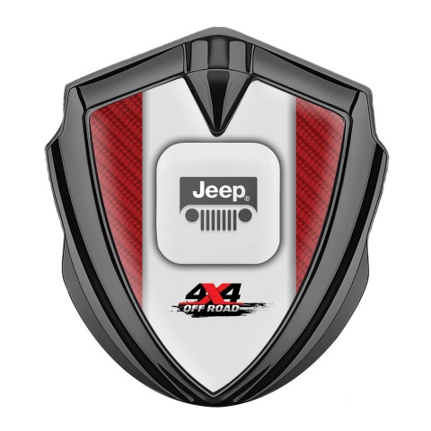 Jeep Emblem Abzeichen selbstklebend Graphit Tonfarbe Rote Carbon OffRoad Logo Stil