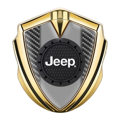 Jeep Emblem Aufkleber Autozubehor Goldtonfarbe Dunkles carbon mit Rundes logo Design