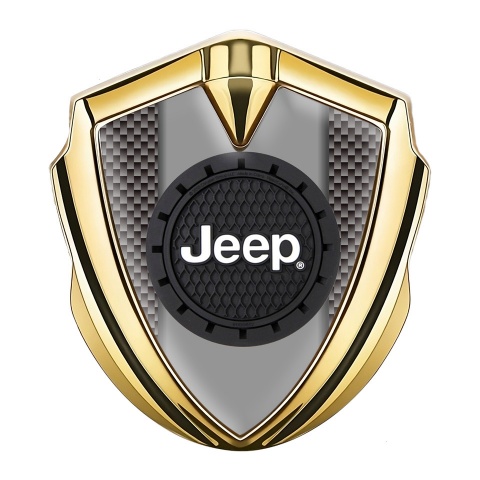 Jeep Selbstklebendes Metallaufkleber Emblem Goldtonfarbe Braun Carbon mit Rundes Logo stil