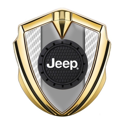 Jeep Seitenflugel Emblem Aufkleber Goldtonfarbe Weiss carbon Rundes Logo
