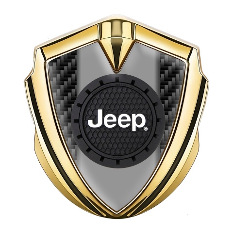 Jeep Abzeichen selbstklebend Goldtonfarbe Schwarz Kohlenstoff Rundes logo Design