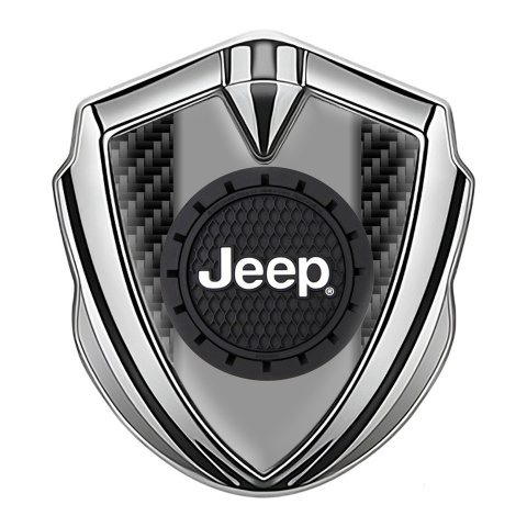 Jeep Abzeichen selbstklebend Silbertonfarbe Schwarz Kohlenstoff Rundes logo Design