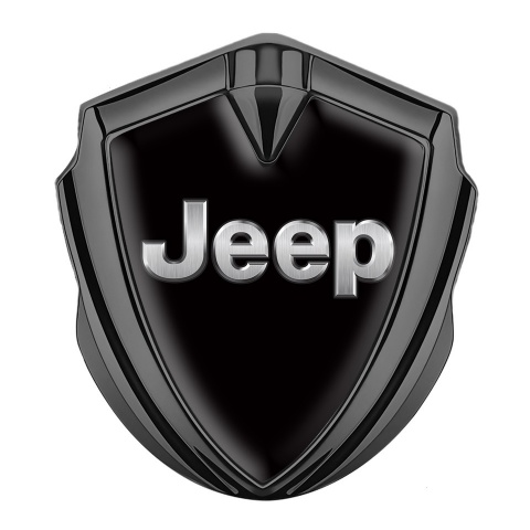 Jeep Emblem Abzeichen Graphit Tonfarbe Schwarz Fundament mit Grau Logo