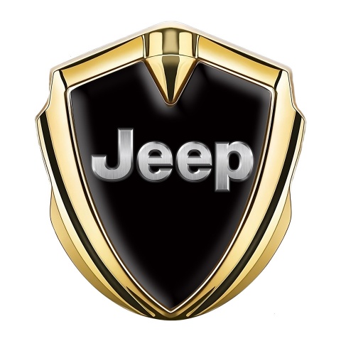 Jeep Emblem Abzeichen Goldtonfarbe Schwarz Fundament mit Grau Logo