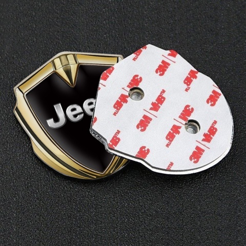 Jeep Emblem Abzeichen Goldtonfarbe Schwarz Fundament mit Grau Logo