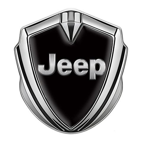 Jeep Emblem Abzeichen Silbertonfarbe Schwarz Fundament mit Grau Logo