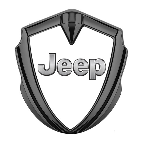 Jeep Abzeichen selbstklebend Graphit Tonfarbe Weiss Fundament Grau Logo