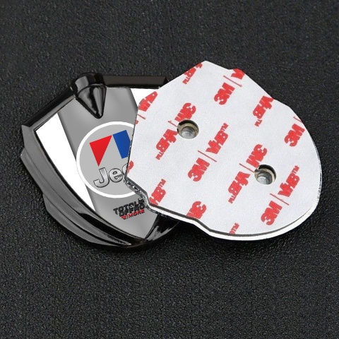 Jeep Emblem Aufkleber Autozubehor Graphit Tonfarbe Weiss Hintergrund mit Rundes Grau Logo