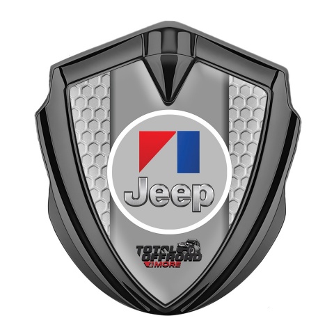 Jeep Selbstklebendes Metallaufkleber Emblem Graphit Tonfarbe Wabeneffekt Bais mit OffRoad Logo Motiv