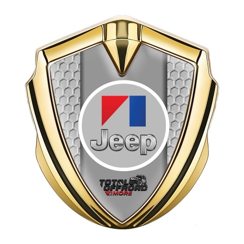 Jeep Selbstklebendes Metallaufkleber Emblem Goldtonfarbe Wabeneffekt Bais mit OffRoad Logo Motiv