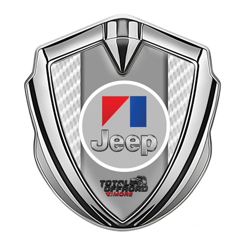 Jeep Emblem Logo Schriftzug Aufkleber Silbertonfarbe Weiss Carbon OffRoad Logo Motiv