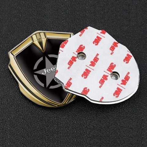Jeep Emblem Abzeichen Goldtonfarbe Schwarz Basis mit Stern Logo