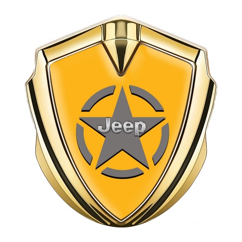 Jeep Emblem Auto Zeichen Goldtonfarbe Orange Basis mit Stern Logo Stil