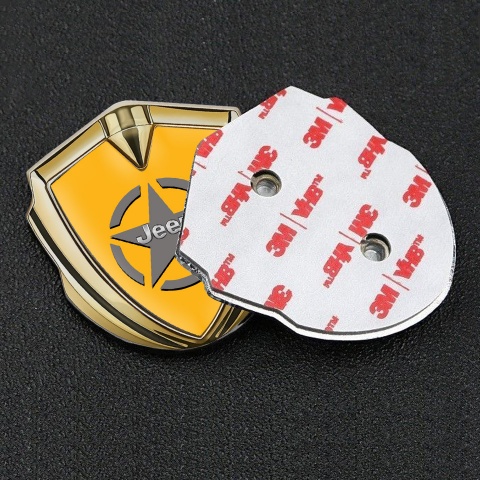Jeep Emblem Auto Zeichen Goldtonfarbe Orange Basis mit Stern Logo Stil