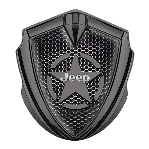Jeep Selbstklebendes Metallaufkleber Emblem Graphit Tonfarbe Perforierter Stahl Mit Stern Logo Stil