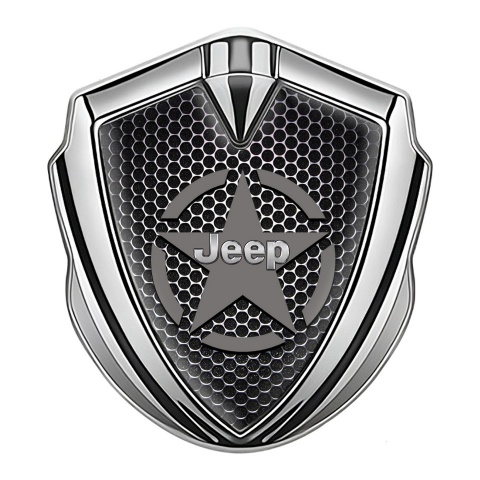 Jeep Selbstklebendes Metallaufkleber Emblem Silbertonfarbe Perforierter Stahl Mit Stern Logo Stil