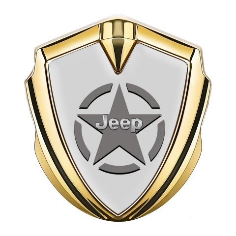 Jeep Seitenflugel Emblem Aufkleber Goldtonfarbe Grau Basis mit Stern Logo