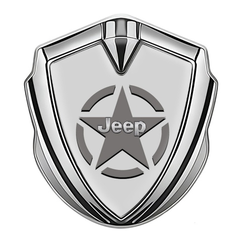 Jeep Seitenflugel Emblem Aufkleber Silbertonfarbe Grau Basis mit Stern Logo