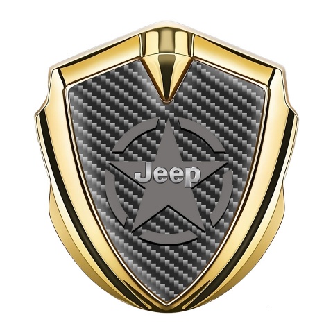 Jeep Emblem Abzeichen Goldtonfarbe Dunkles Carbon mit Stern Logo Stil