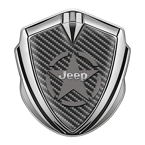 Jeep Emblem Abzeichen Silbertonfarbe Dunkles Carbon mit Stern Logo Stil