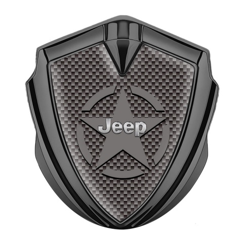 Jeep Abzeichen selbstklebend Graphit Tonfarbe Braun carbon mit Stern Logo