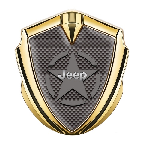 Jeep Abzeichen selbstklebend Goldtonfarbe Braun carbon mit Stern Logo