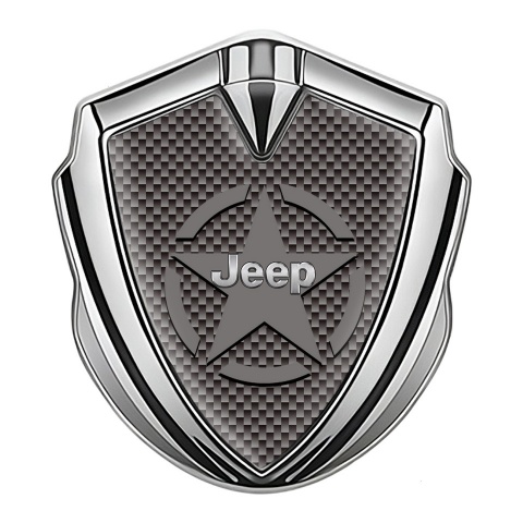 Jeep Abzeichen selbstklebend Silbertonfarbe Braun carbon mit Stern Logo