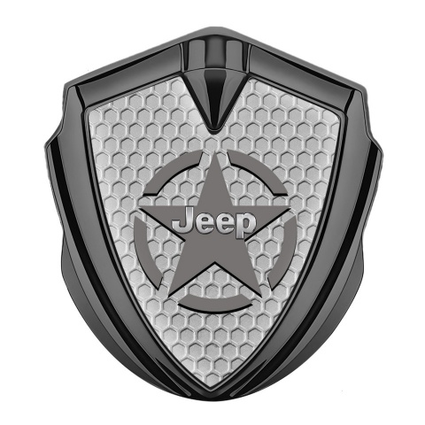 Jeep Emblem Abzeichen selbstklebend Graphit Tonfarbe Wabeneffekt Stern logo