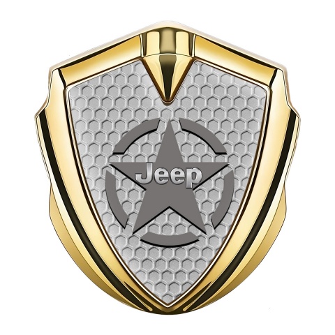 Jeep Emblem Abzeichen selbstklebend Goldtonfarbe Wabeneffekt Stern logo