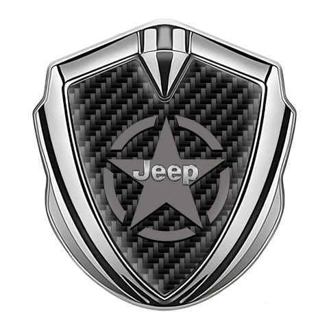 Jeep Selbstklebendes Metallaufkleber Emblem Silbertonfarbe Schwarz Carbon Stern logo