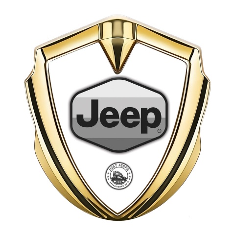 Jeep Emblem Abzeichen Goldtonfarbe Weiss Version