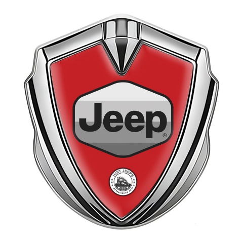 Jeep Abzeichen selbstklebend Silbertonfarbe Rote Version