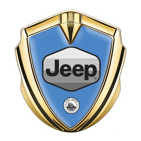 Jeep Selbstklebendes Metallaufkleber Emblem Goldtonfarbe Blau Version