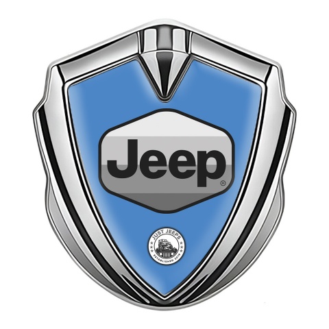 Jeep Selbstklebendes Metallaufkleber Emblem Silbertonfarbe Blau Version