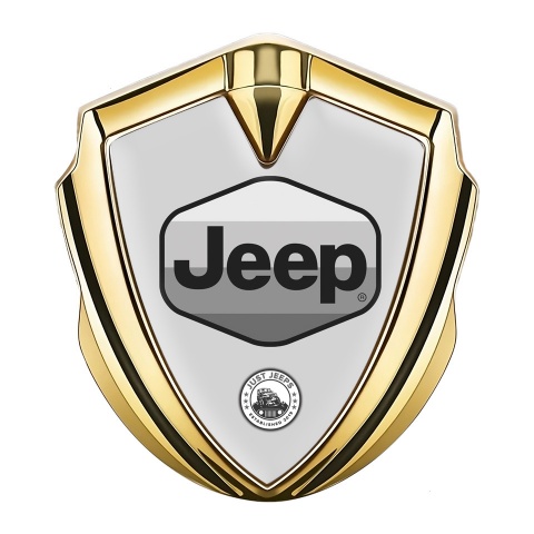 Jeep Emblem Logo Schriftzug Aufkleber Goldtonfarbe Grau Version
