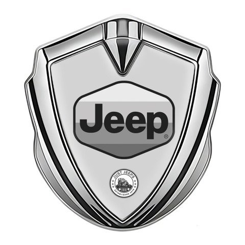 Jeep Emblem Logo Schriftzug Aufkleber Silbertonfarbe Grau Version