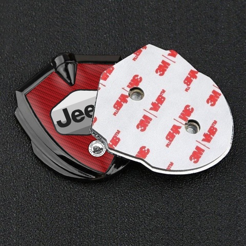 Jeep Abzeichen selbstklebend Graphit Tonfarbe Rote Carbon Version