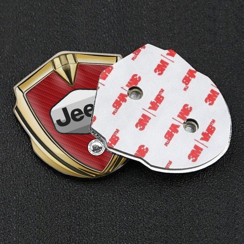 Jeep Abzeichen selbstklebend Goldtonfarbe Rote Carbon Version